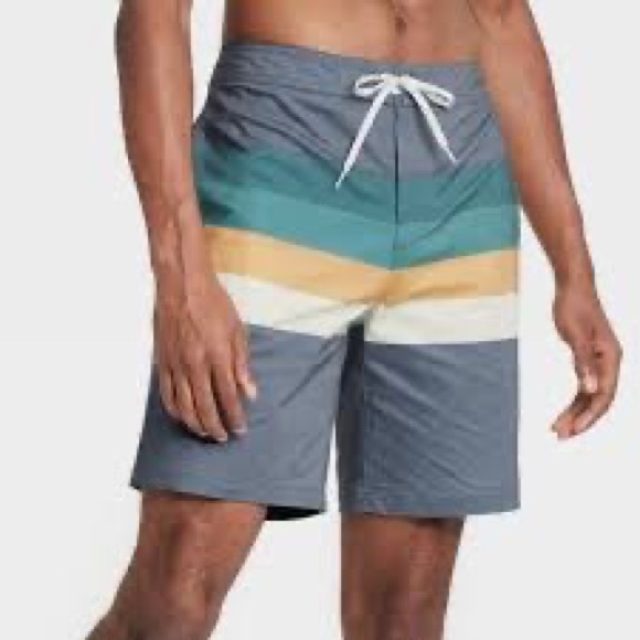 GOODFELLOW & CO. Striped Swim Board Shorts Trunks Size 42 Dadcore Resortwear - Picture 3 of 10